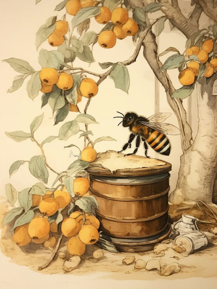 Storybook Animal Watercolour Honey Bee 1