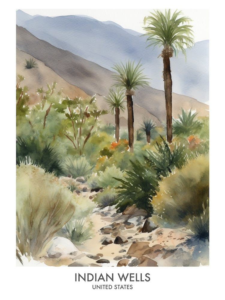 Indian Wells 4 Watercolour Travel Poster