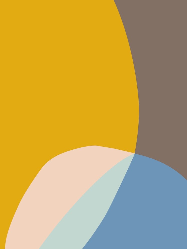 Modern Organic Shapes in Yellow Gray and Blue