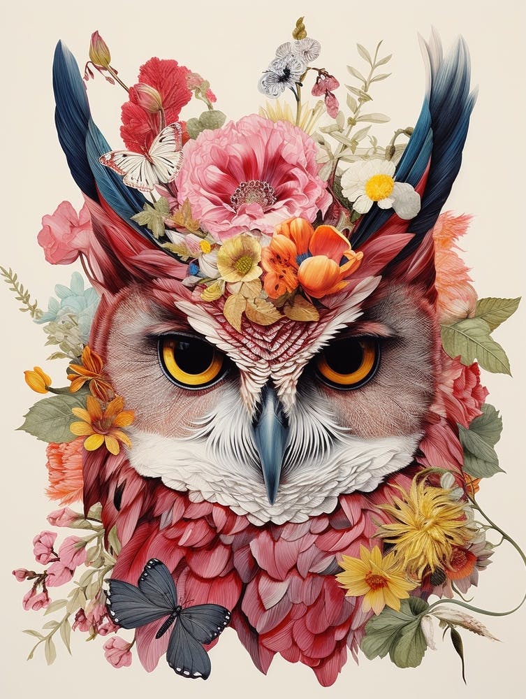 Bird With A Flower Crown Eastern Screech Owl 2