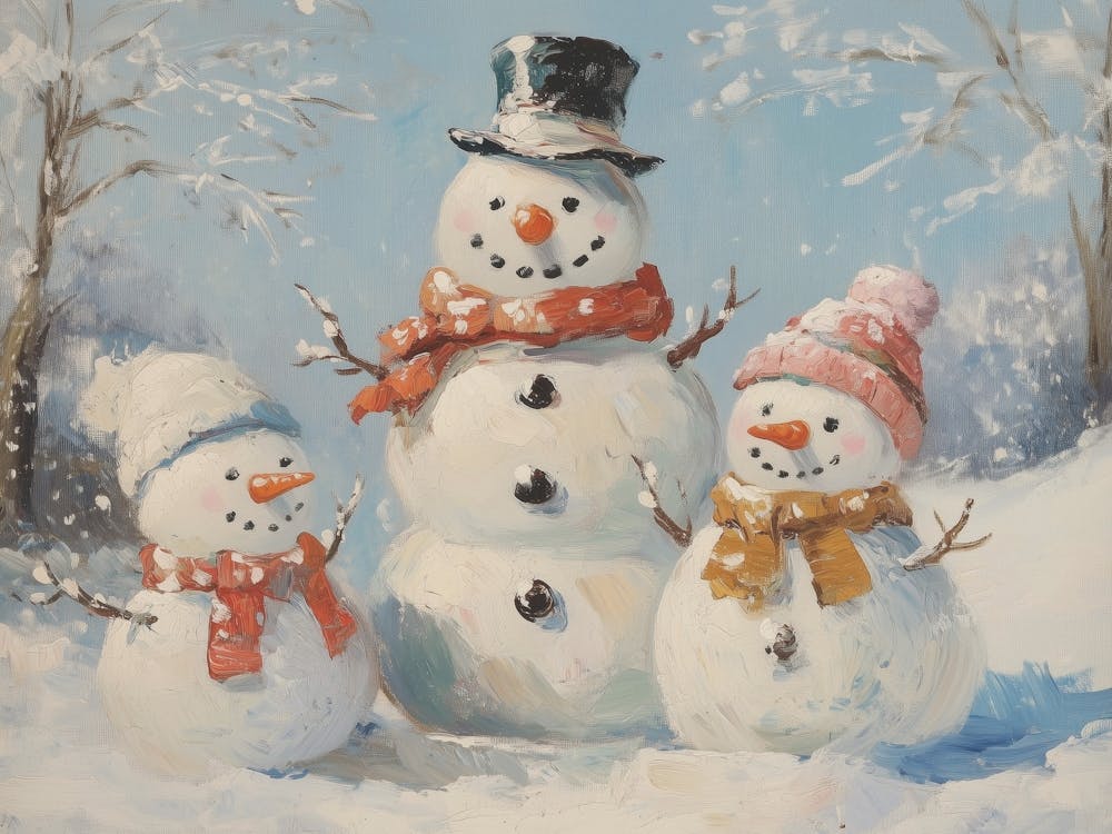 Famille de bonhommes de neige