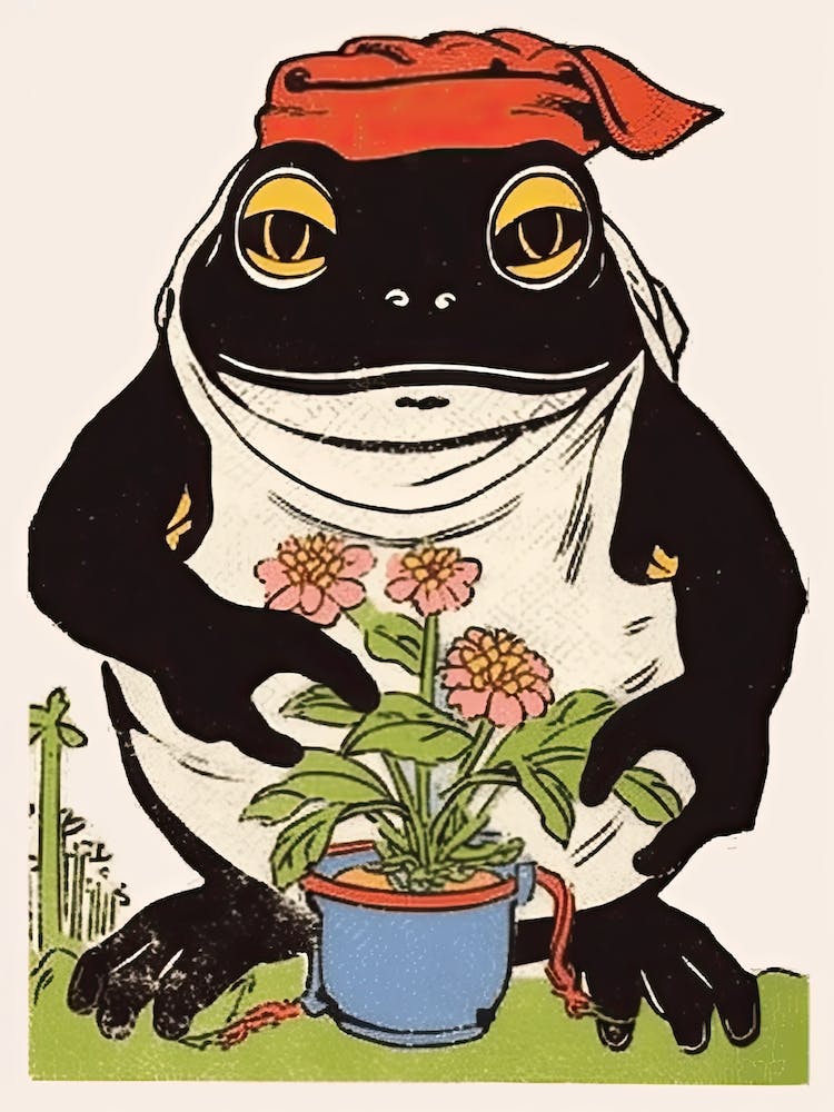 Frog In The Garden,  Matsumoto Hoji Inspired Japanese 4