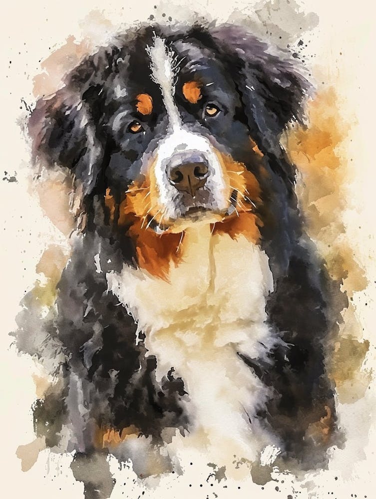 Bernese Mountain Dog Watercolor Painting 2