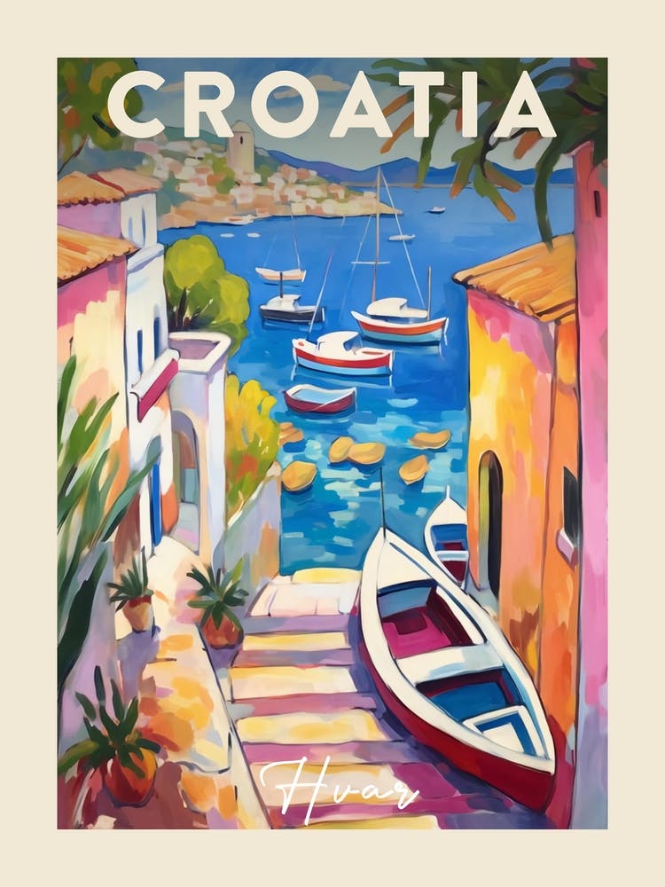 Hvar Croatia 2 Fauvist Painting  Travel Poster