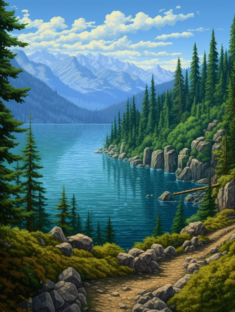 Lake Chelan Washington Pointillism 9