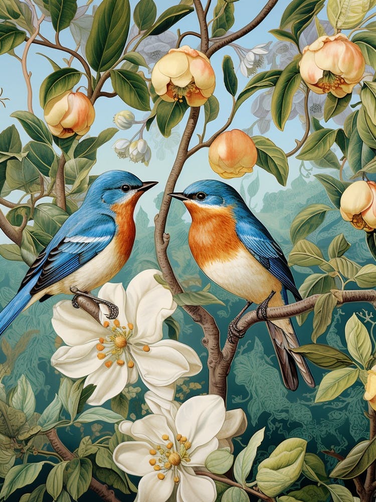 Bluebirds In A Tree
