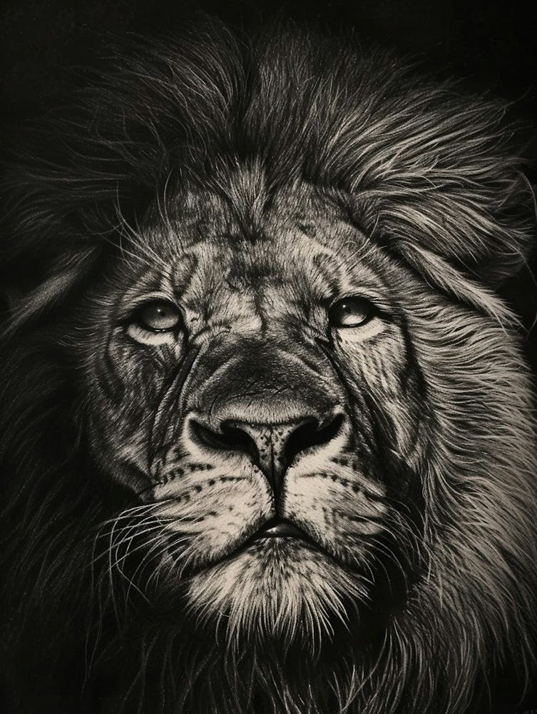 Barbary Lion Charcoal Drawing Symbolic Imagery 3