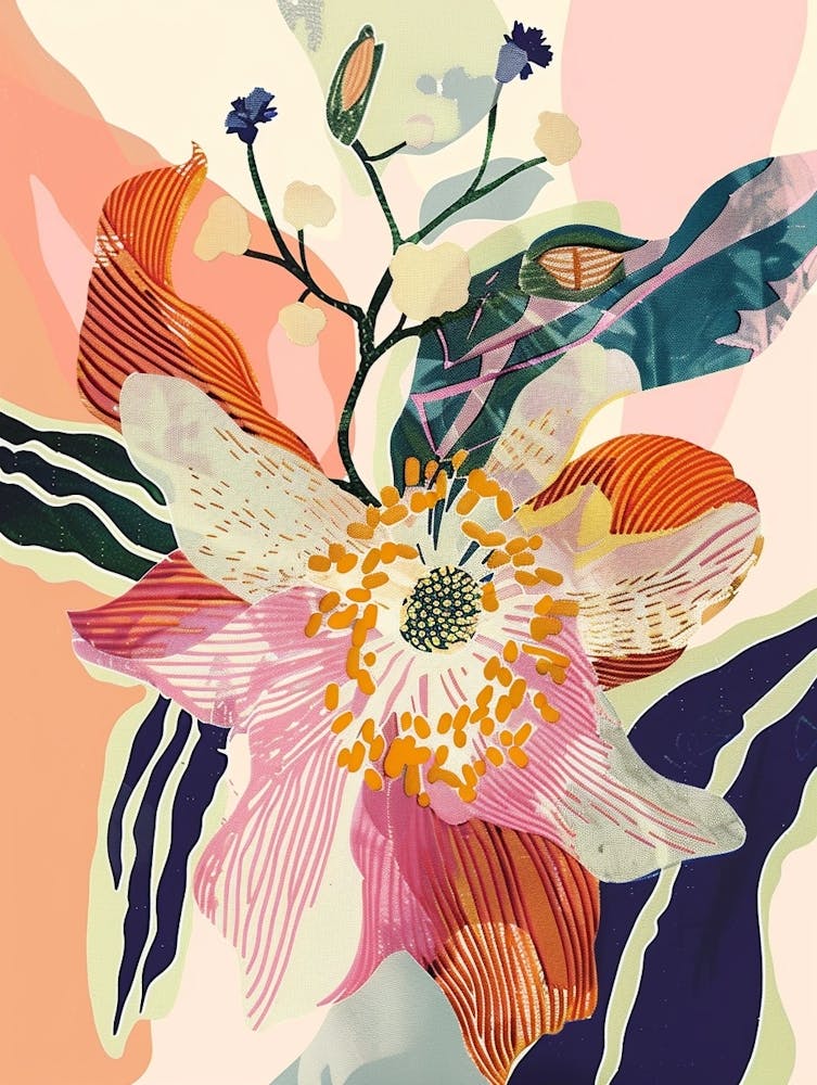 Colourful Flower Illustration Hellebore 1