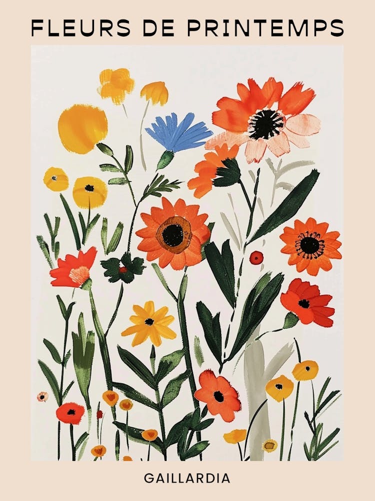 Spring Floral French Poster  Gaillardia 1
