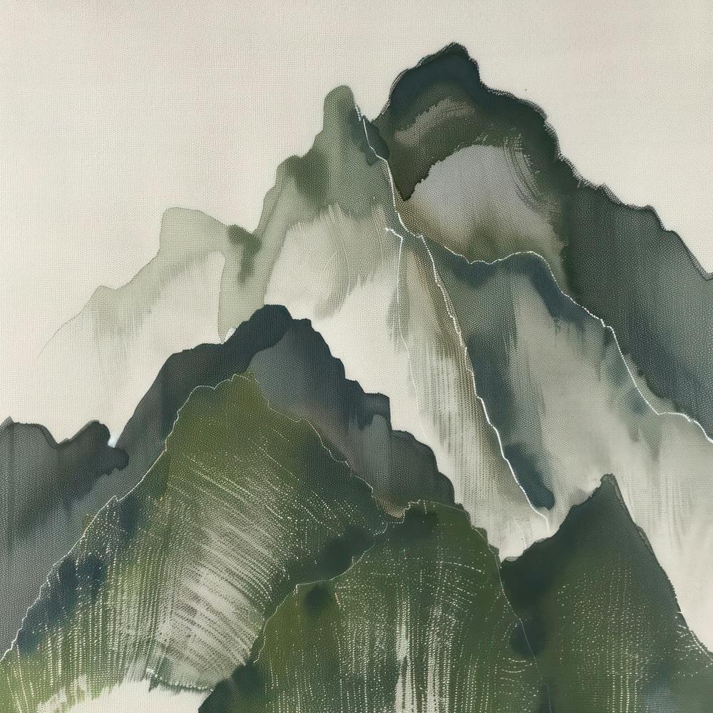 Japanese Watercolour Of Mount Kirigamine 3