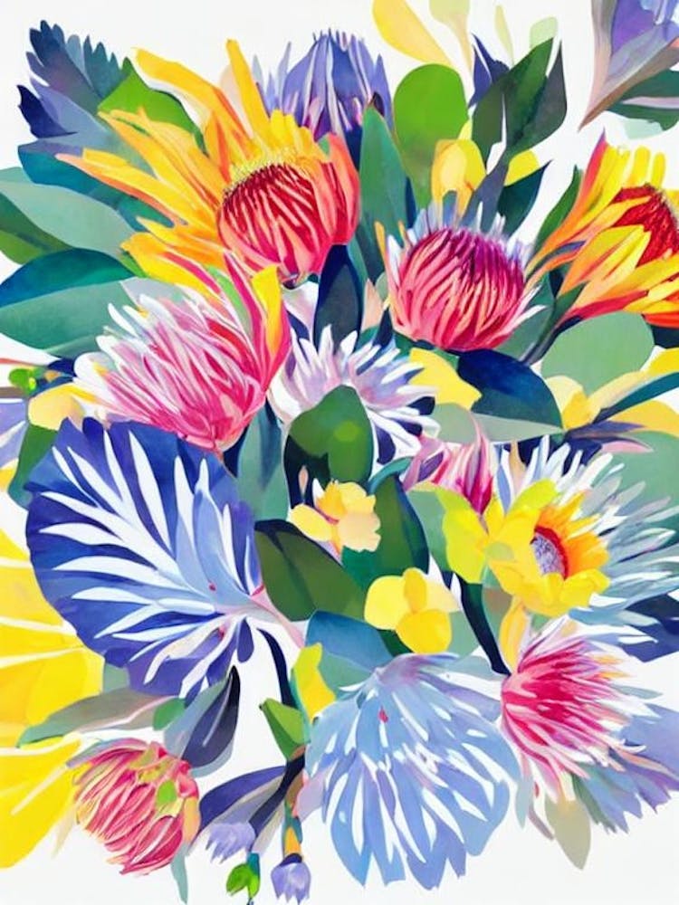 Proteas 2 Modern Colourful Flower