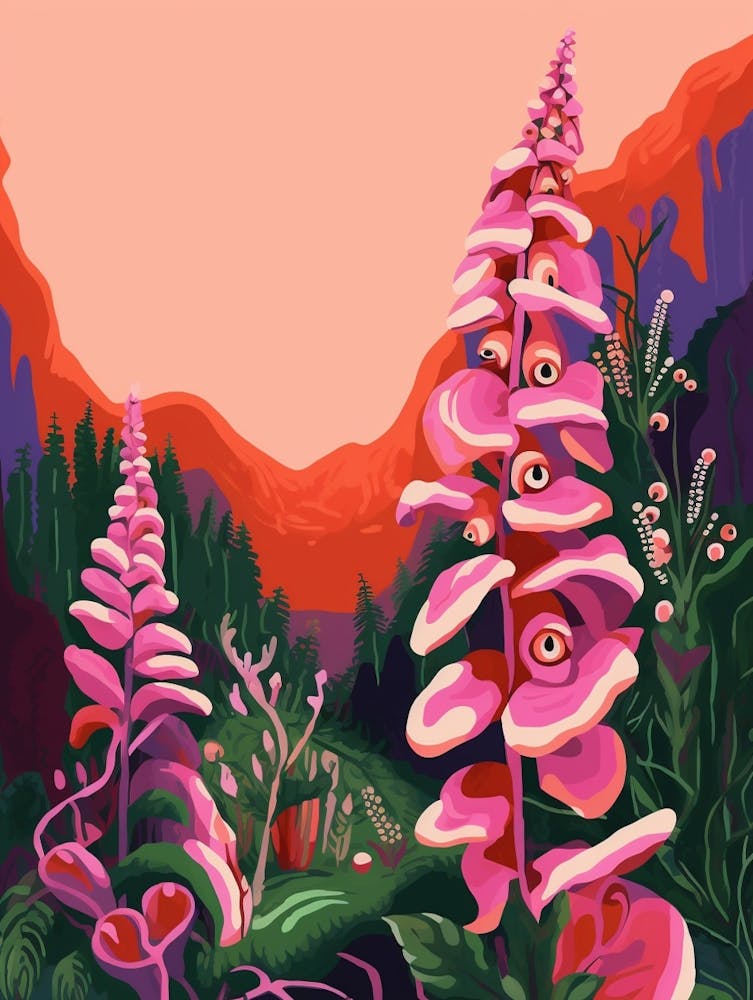 Boho Wildflower Painting Foxglove 2
