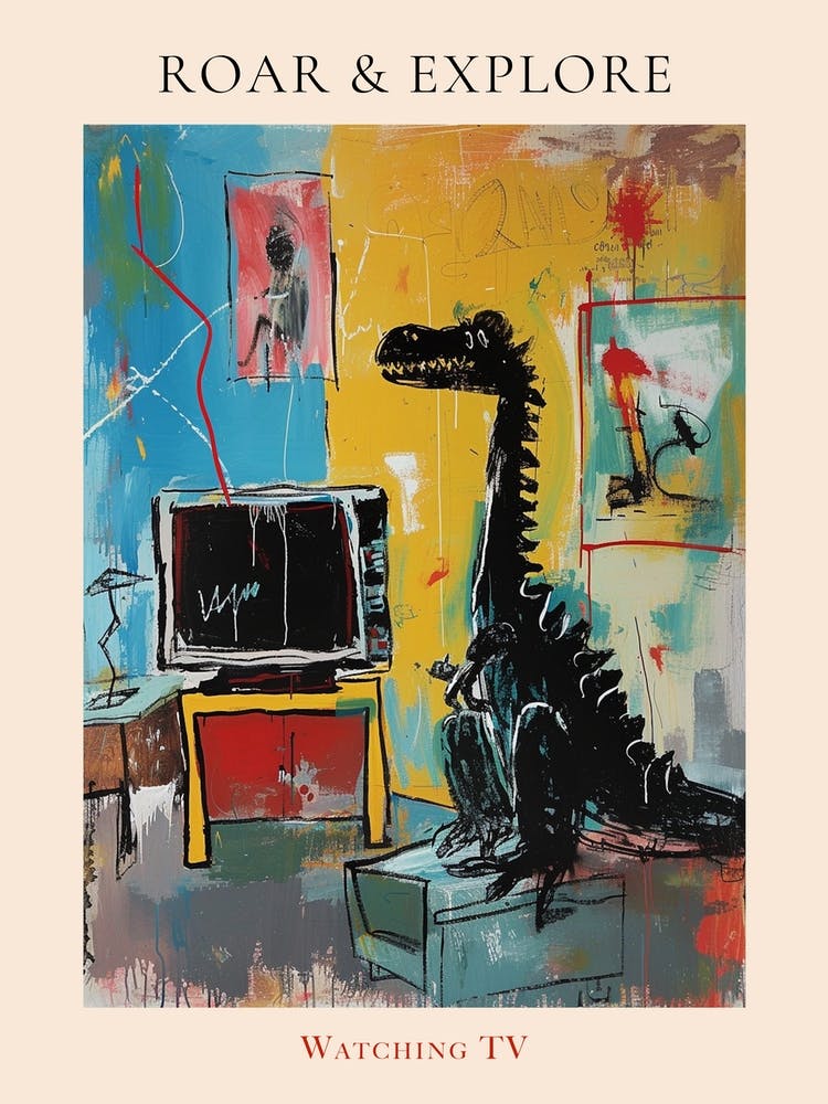 Dinosaur Watching Tv Graffiti Abstract 2 Poster