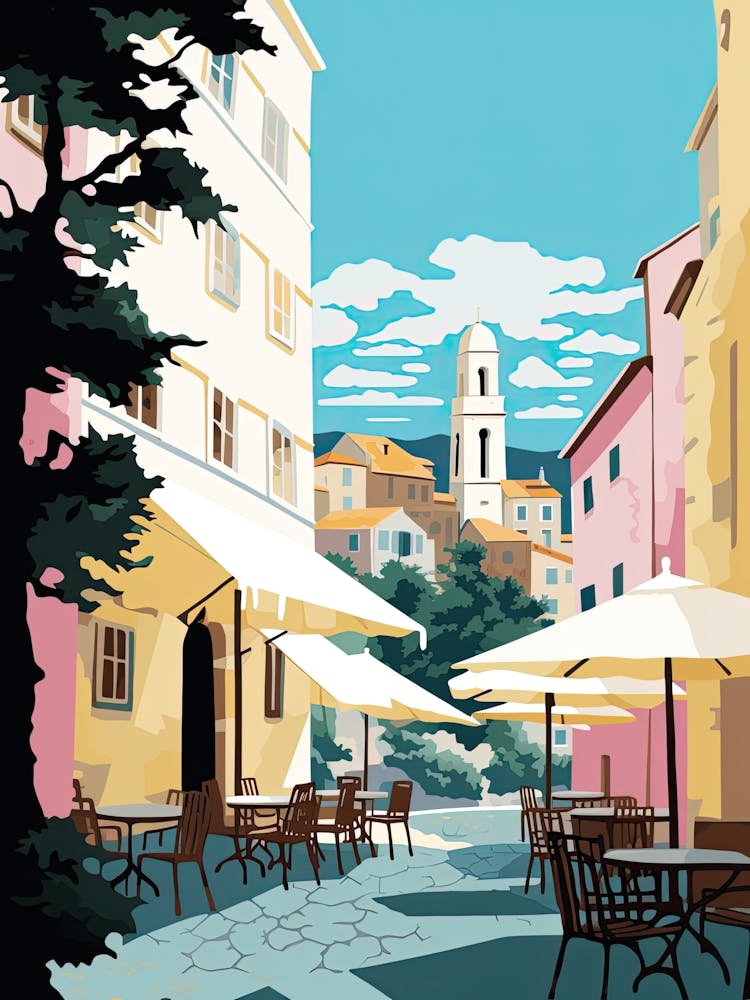 Dubrovnik, Croatia, Flat Pastels Tones Illustration 2