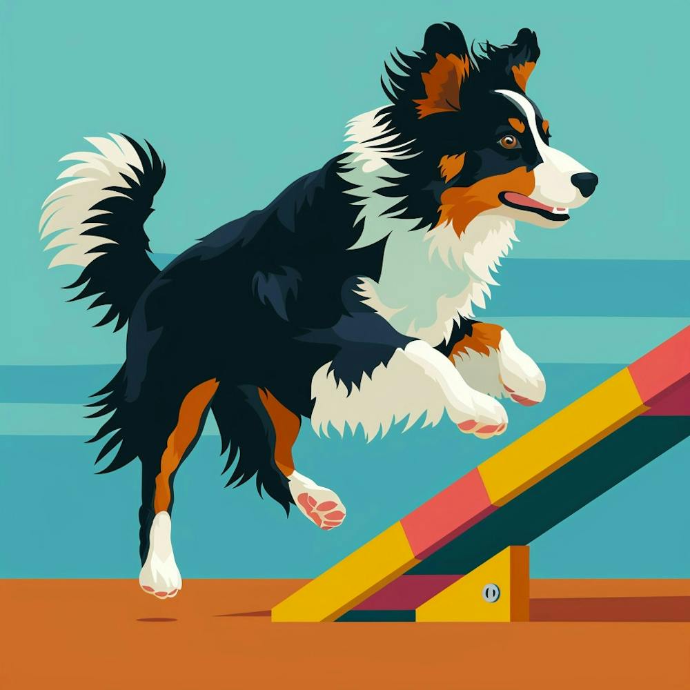 Australian Shepherd Jumping Hurdle