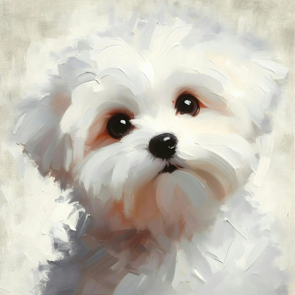Adorable Maltese Dog Oil Painting 2