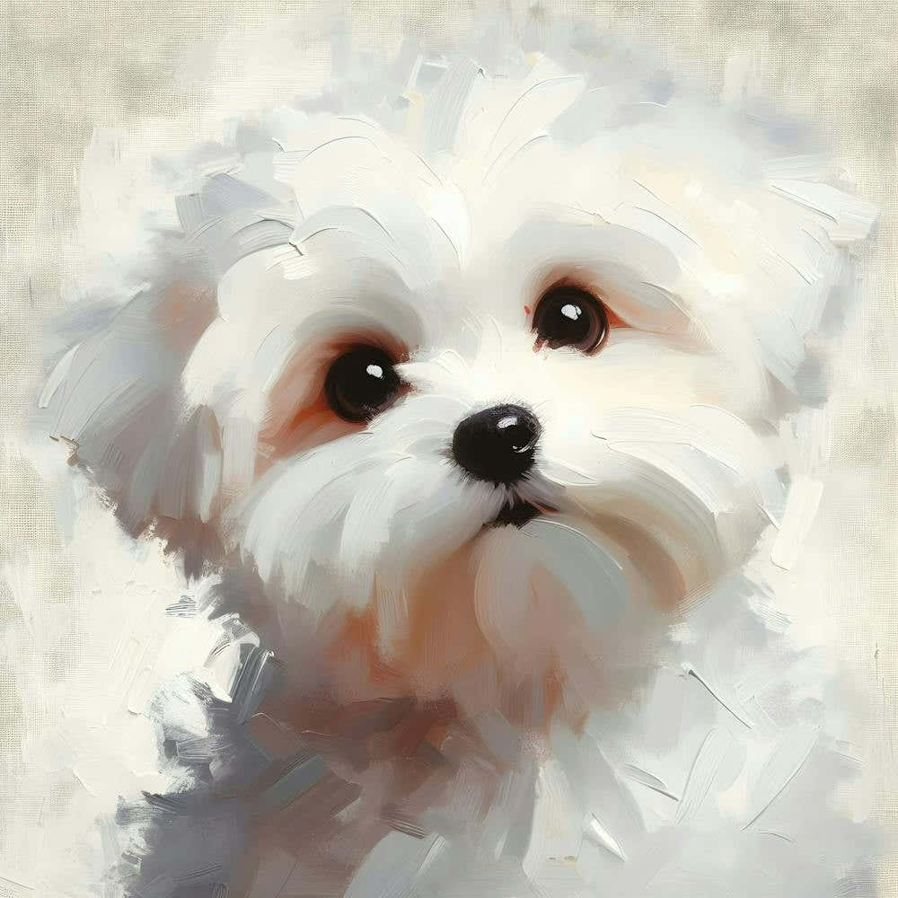 Adorable Maltese Dog Oil Painting 2