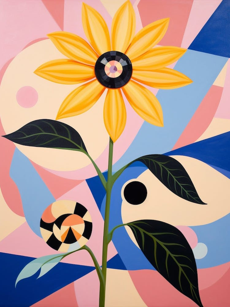 Black Eyed Susan 4 Hilma Af Klint Inspired Pastel Flower Painting