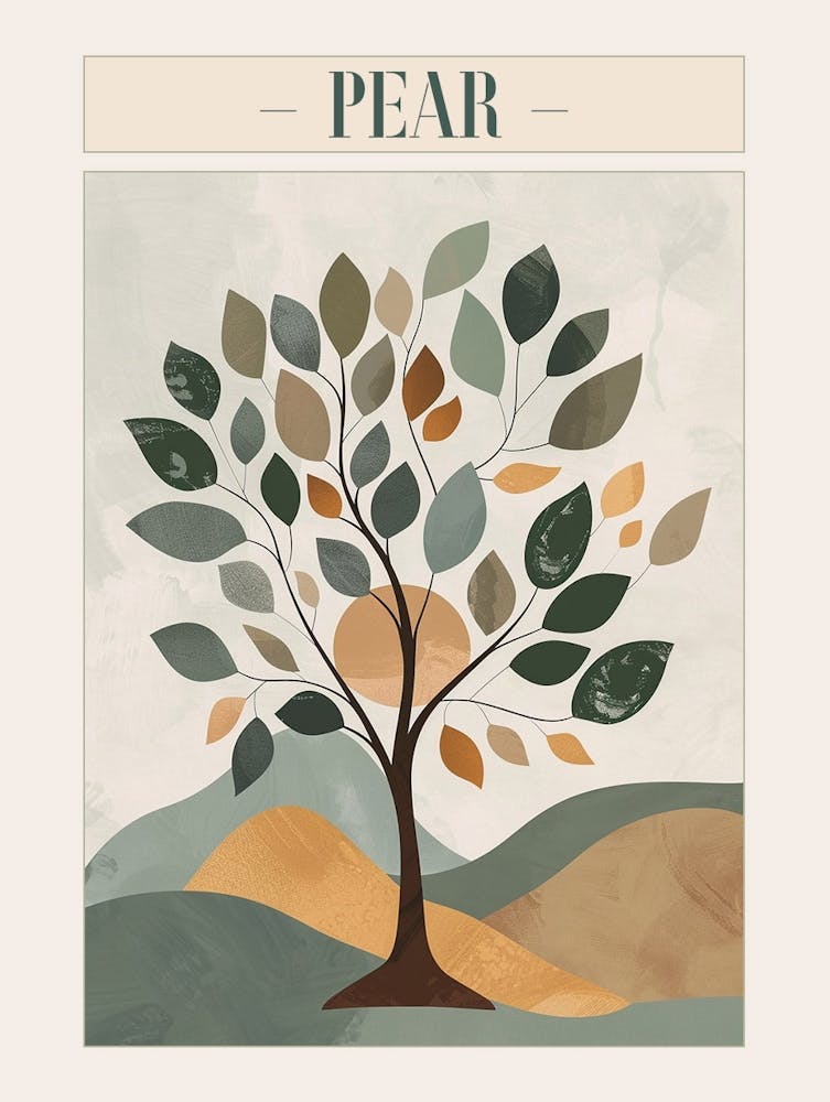 Pear Tree Minimal Japandi Illustration 4 Poster