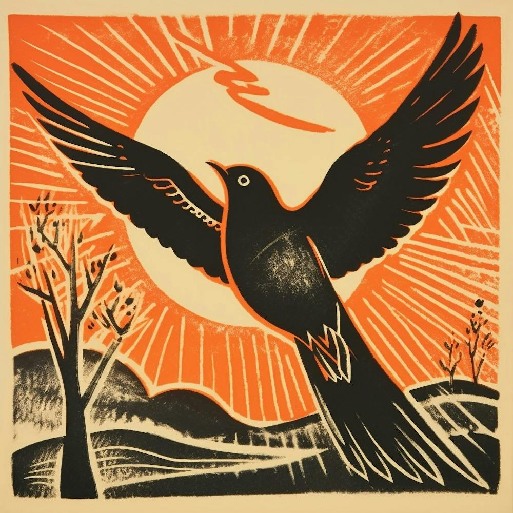 Retro Bird Lithograph Swallow