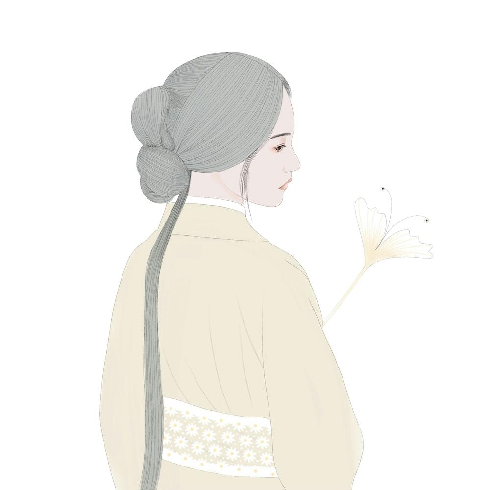 Vintage Japanese Girl Square