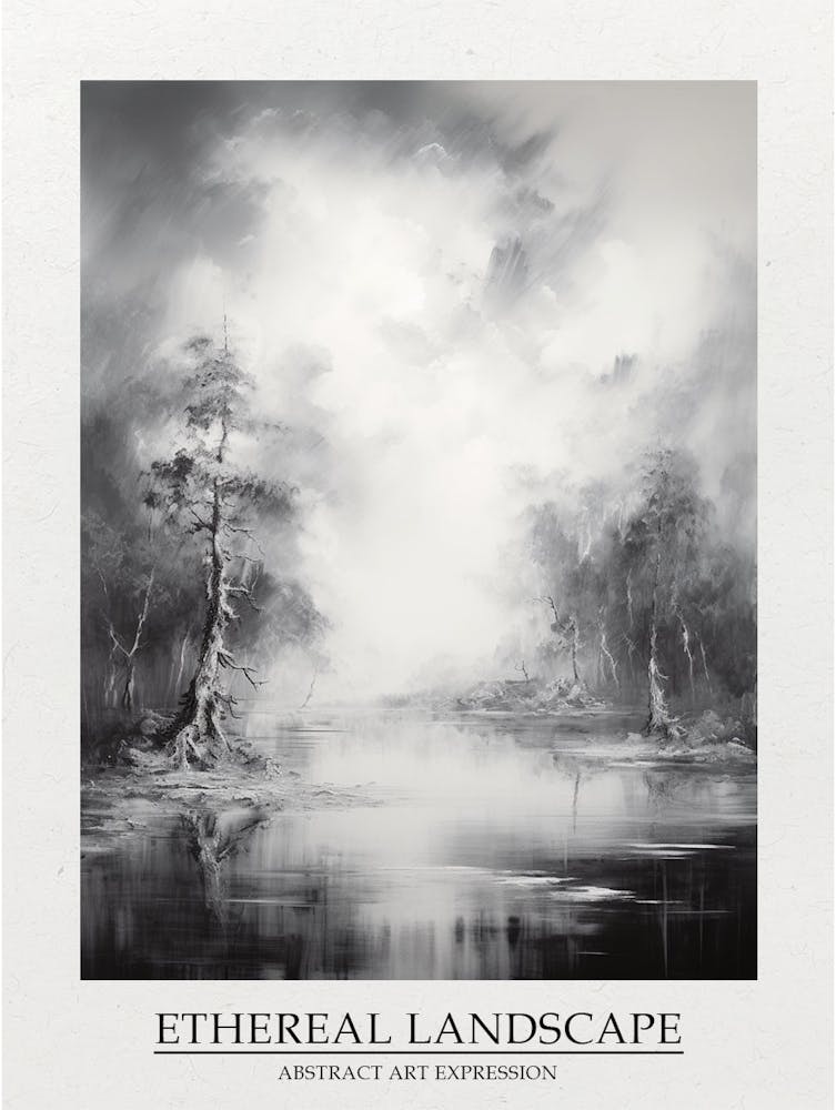 Ethereal Landscape Abstract Black And White 7 Poster