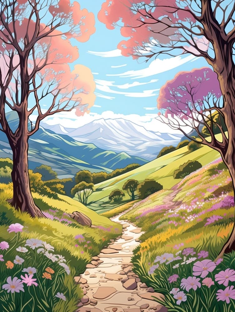 Greenstone And Caples New Zealand Hike Illustration