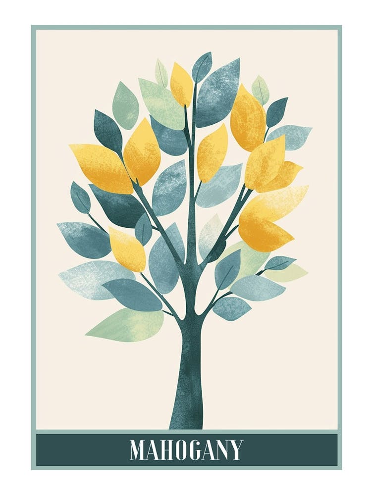 Mahogany Tree Flat Illustration 8 Poster