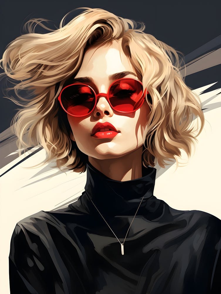 Fashion Girl With Red Sunglasses