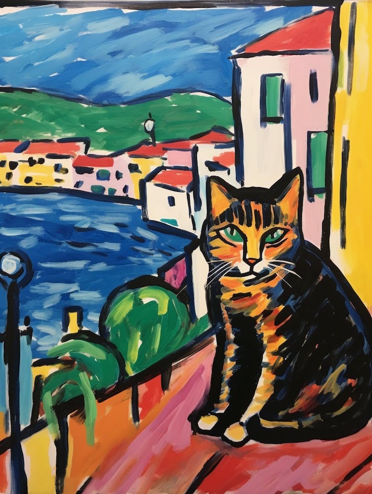 Painting Of A Cat In Trieste Italy 1