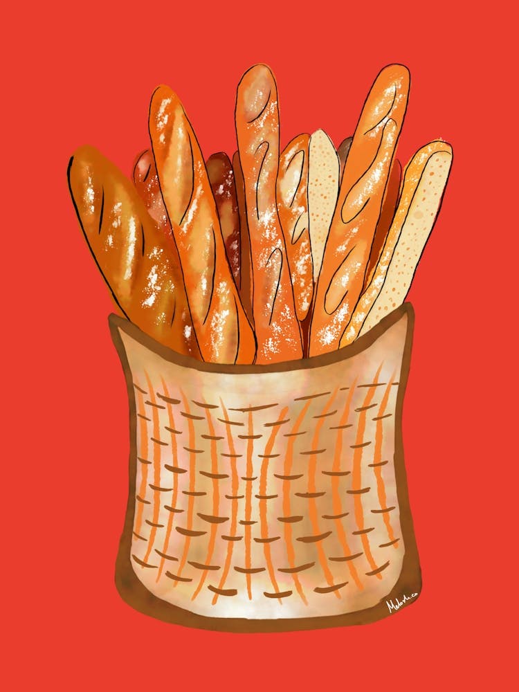 Baguette Bread Basket Redbg