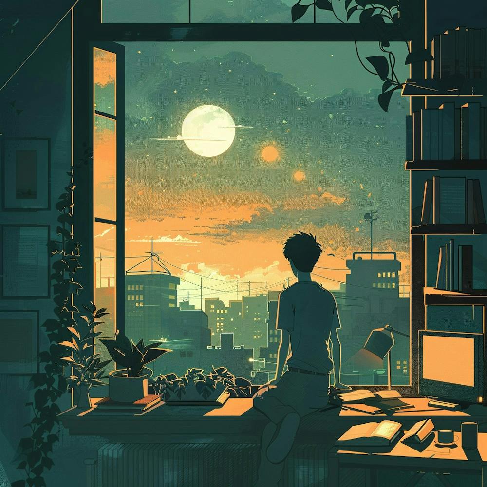 Man Looking Out Of A Window