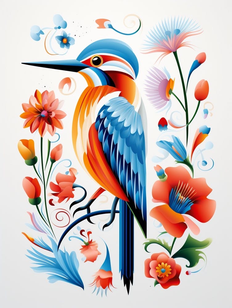 Illustration d'Oiseau Scandinave Martin-pêcheur 2