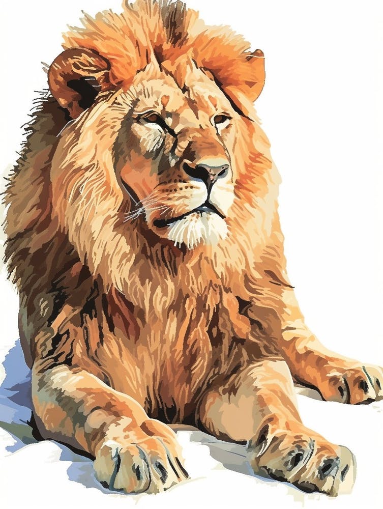 Barbary Lion Resting In The Sun Clipart 2