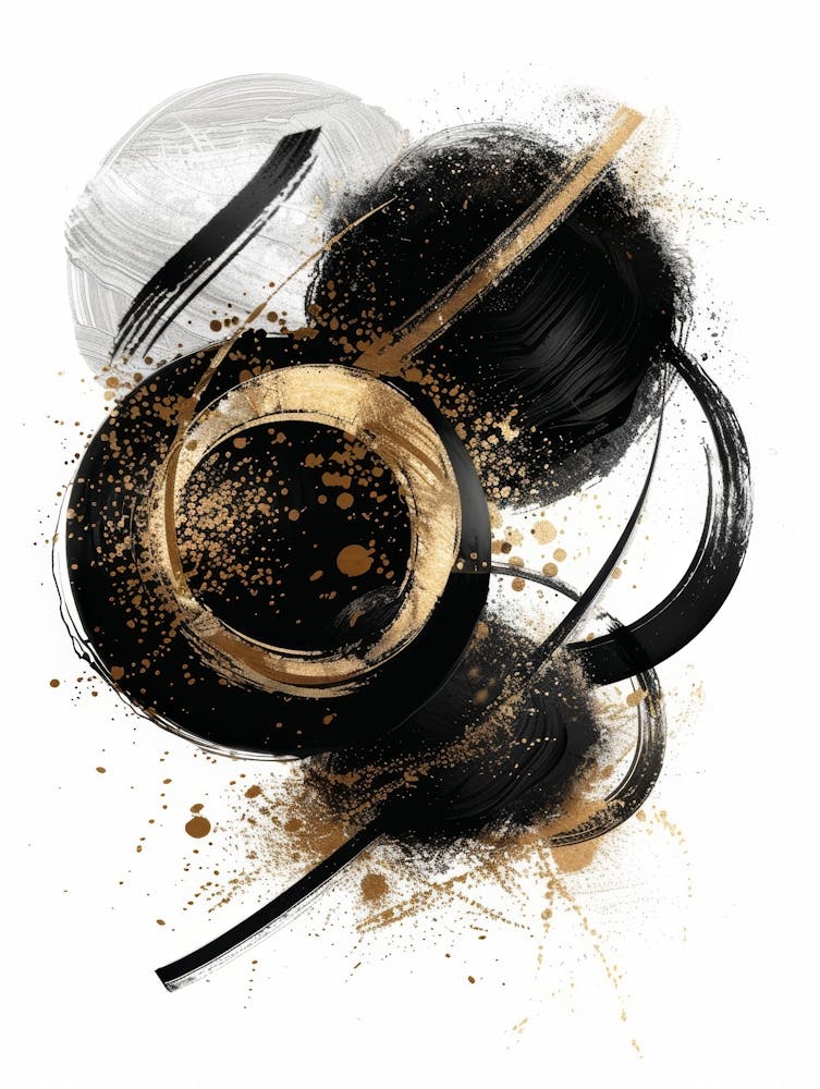 Abstract Black And Gold Painting 15