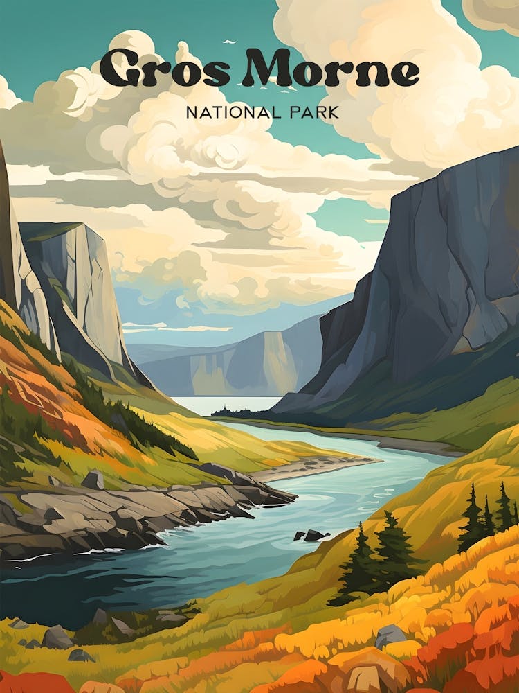 Gros Morne Canada - Randonnée - Illustration de Voyage Moderne