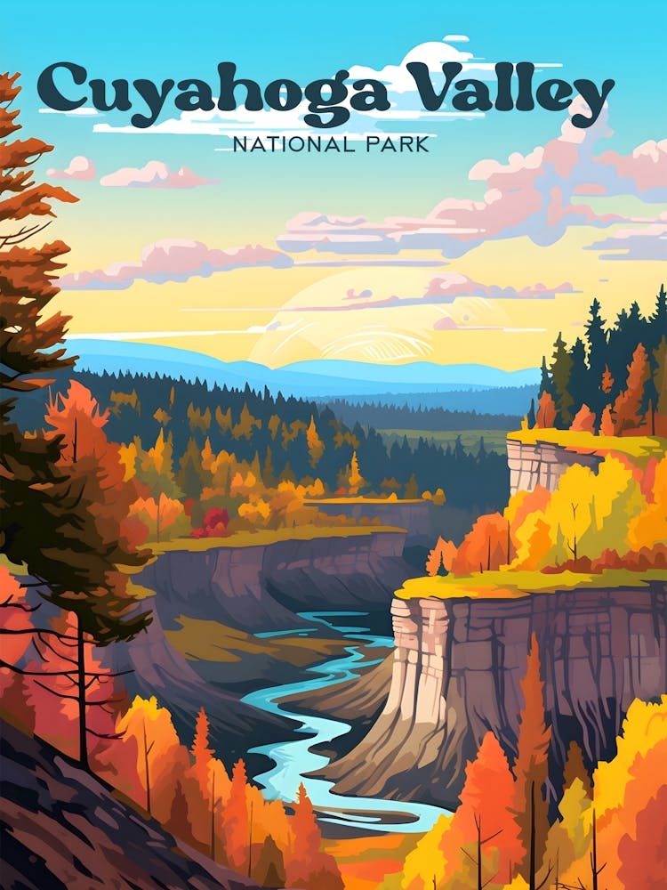 Cuyahoga Valley National Park Ohio Outdoors Travel Illustration