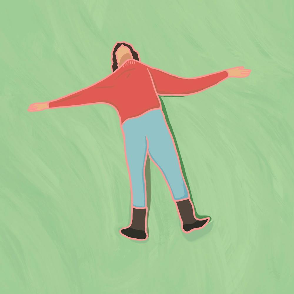 Illustration D'Un Homme Dans L'Herbe
