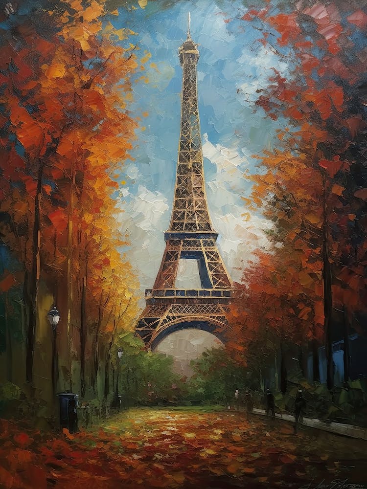 Eiffel Tower Paris France Pissarro Stil 3