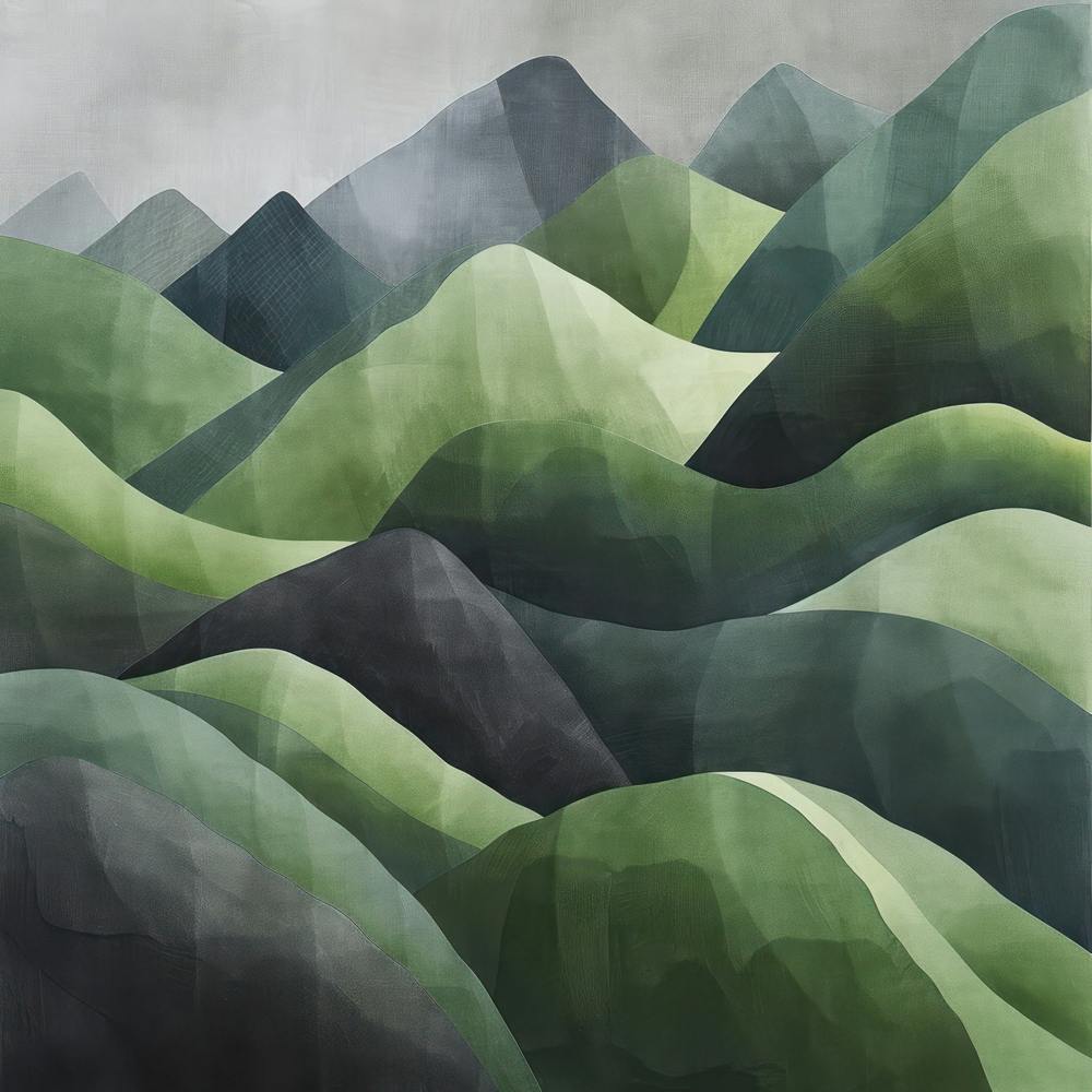 Japanese Watercolour Of Mount Gassan 4