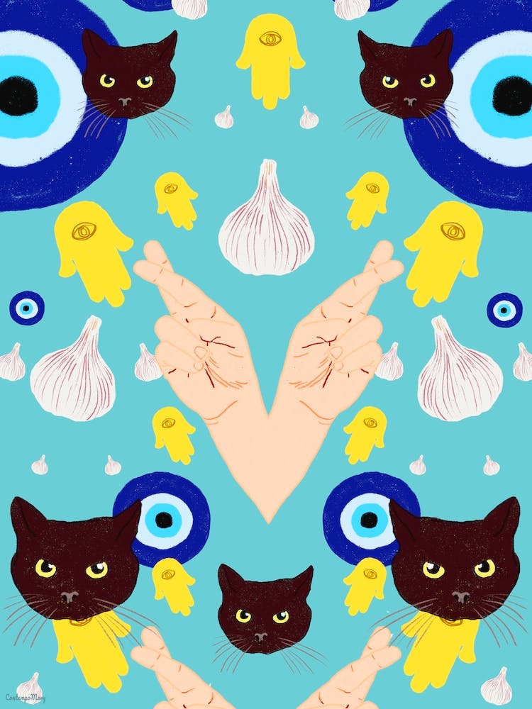 Hamsa Garlic Black Cat