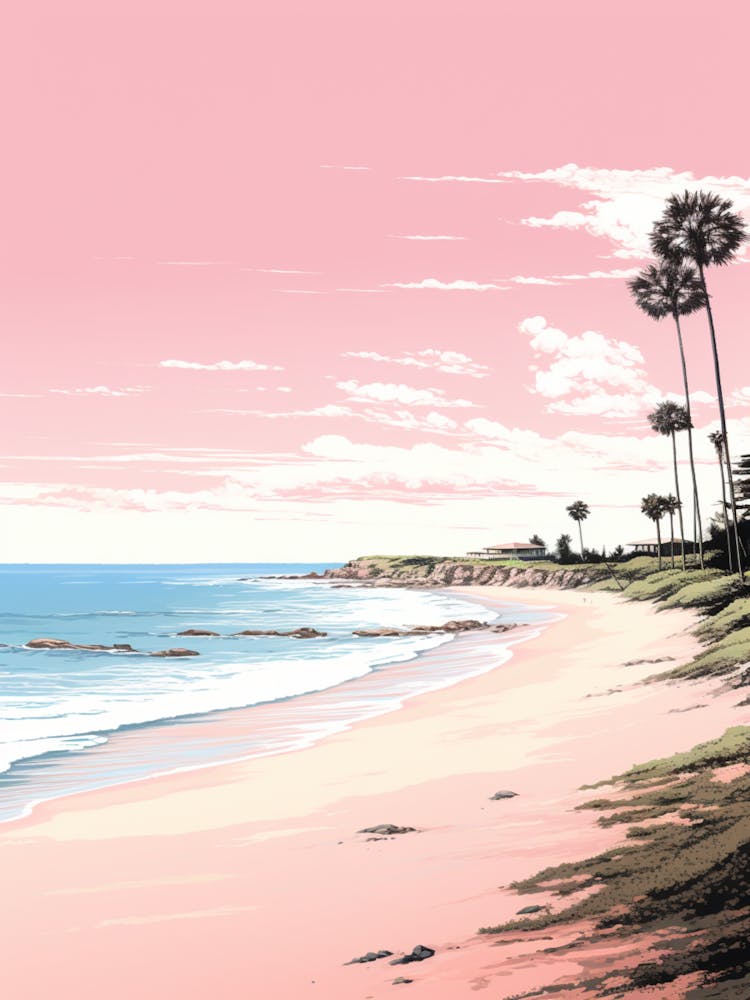 An Illustration In Pink Tones Of  Grange Beach Australia 3
