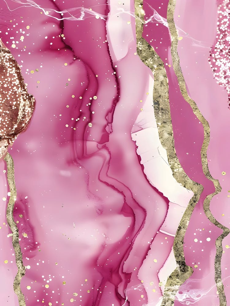 Pink And Gold Abstract Painting