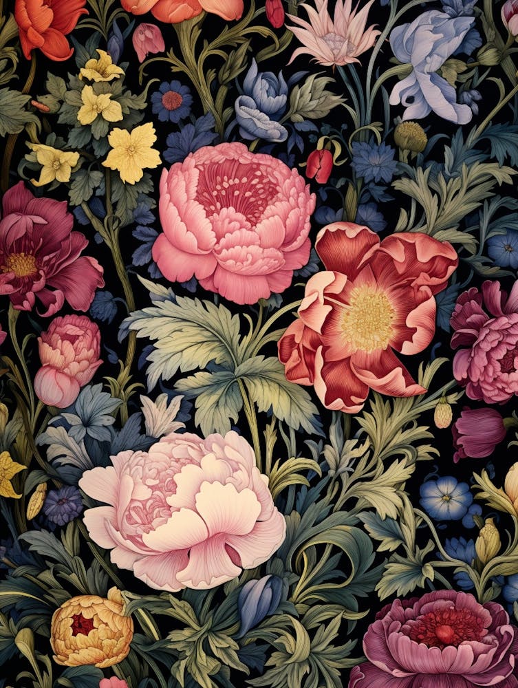 Flowers On A Black Background 1