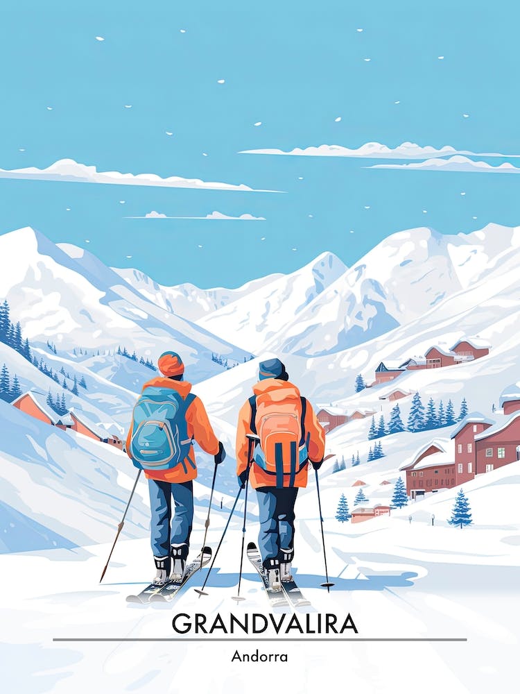 Grandvalira   Andorra, Ski Resort Poster Illustration 3