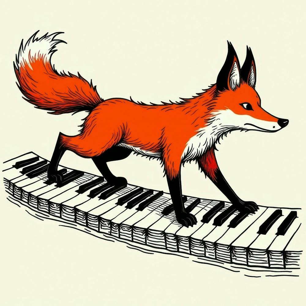 Fox On Piano