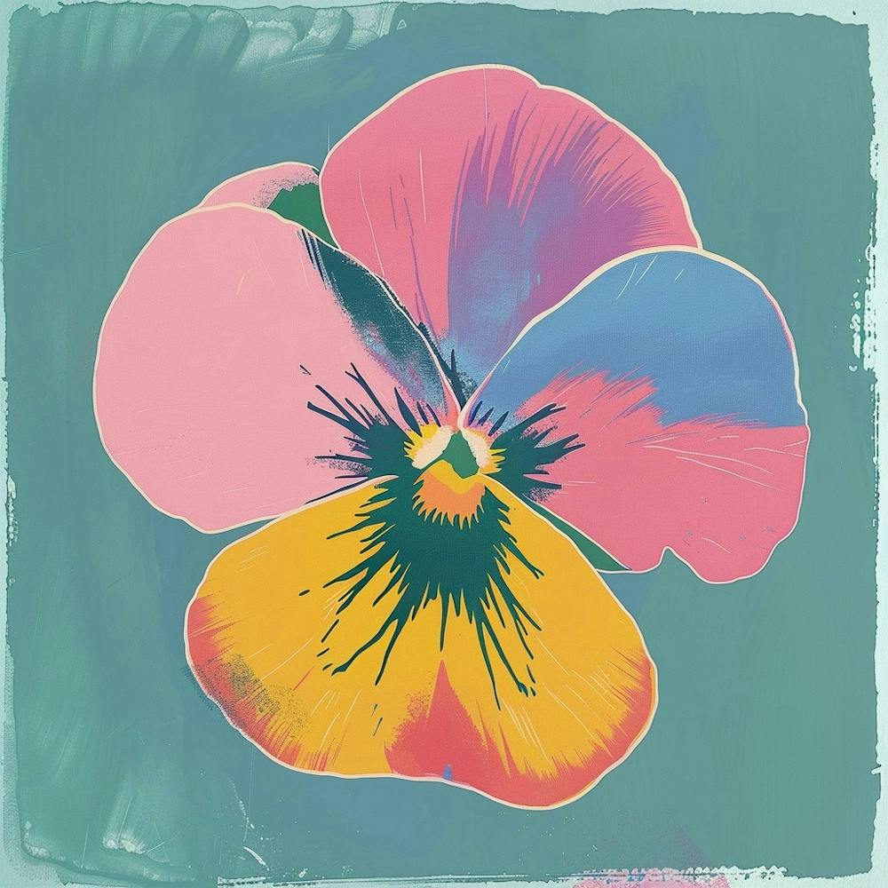 Wild Pansy 1 Square Flower Illustration