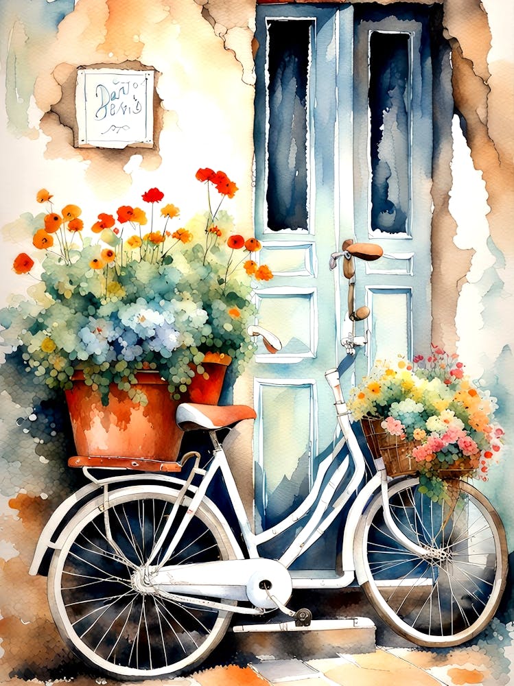 Bicycle With Basket Flowers