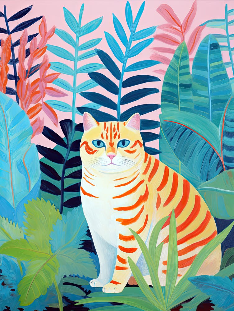 Cute Cat In The Jungle, Matisse Inspired