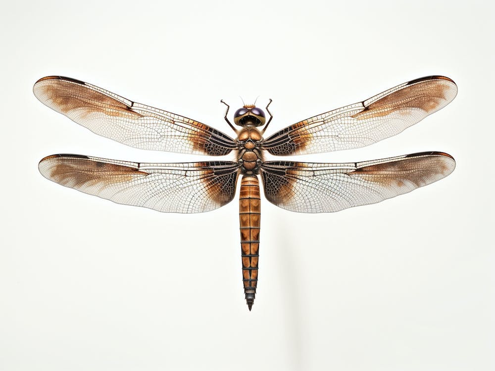 Dragonfly Common Whitetail Plathemis Illustration Vintage Brown 